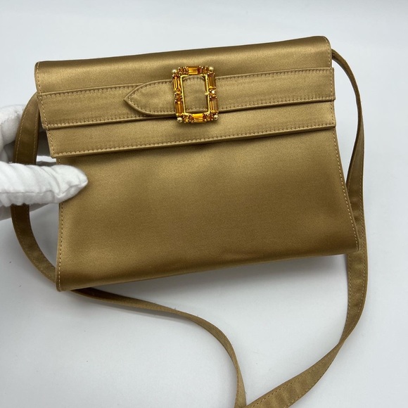 Salvatore Ferragamo Handbags - Authentic Salvatore Ferragamo Satin Crystal Buckle shoulder bag